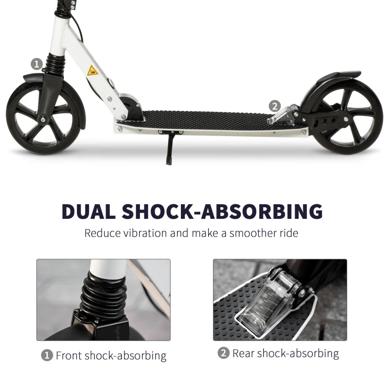 HOMCOM Folding Kick Scooter with Brakes - White