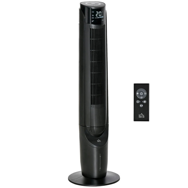 HOMCOM 42" Ice Cooling Tower Fan, Water Conditioner Evaporative Air Cooler Unit with 4 Modes, 3 Speed, Remote Control, Timer, Oscillating for Home Bedroom, Black Unit with 4 Modes, 3 Speed, Remote Control, Timer, Oscillating for Home Bedroom, Black