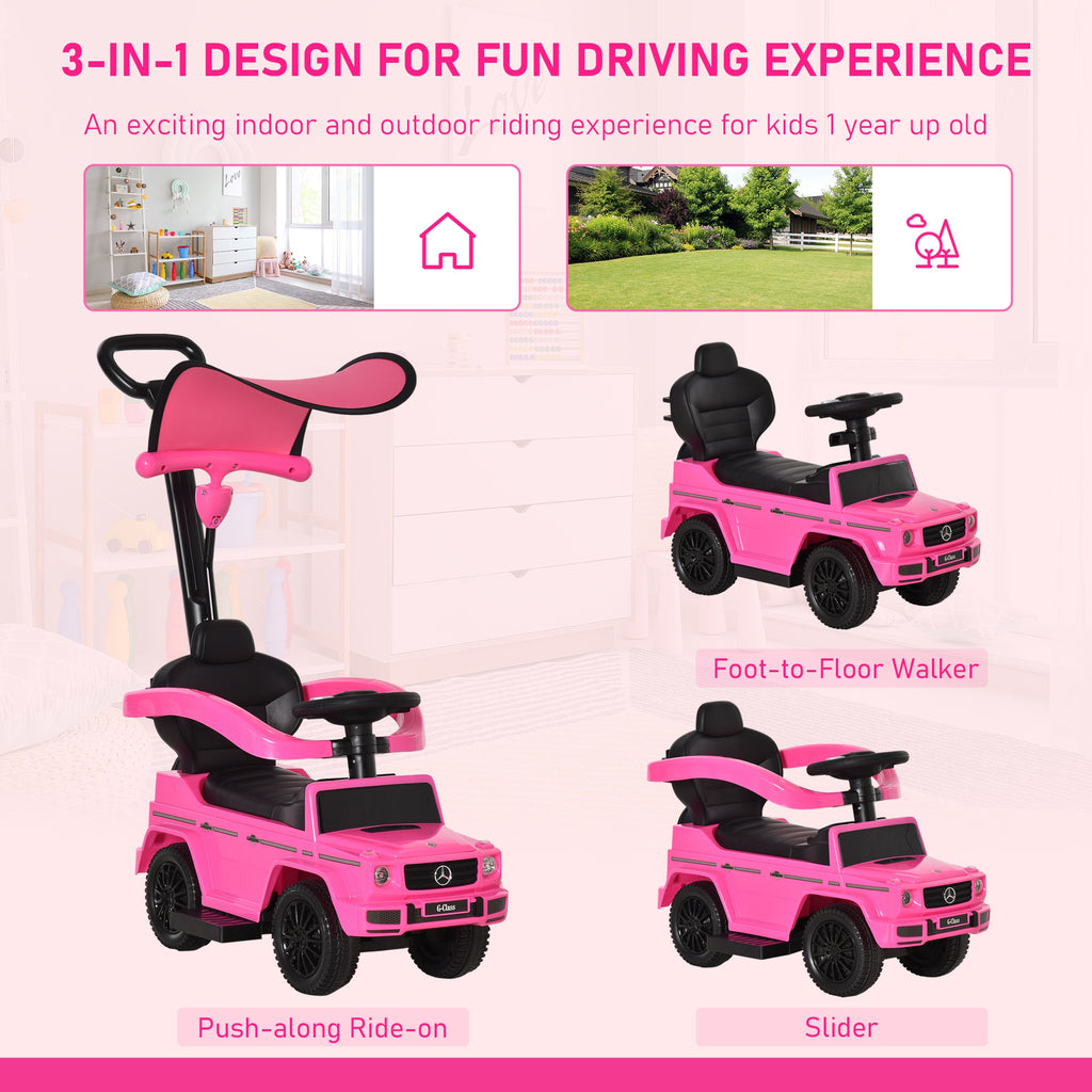 HOMCOM Kids Pink Ride On Car Mercedes Benz G350 with Sun Shade