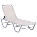 Outsunny Sun Lounger Relaxer Recliner with 5-Position Adjustable Backrest White