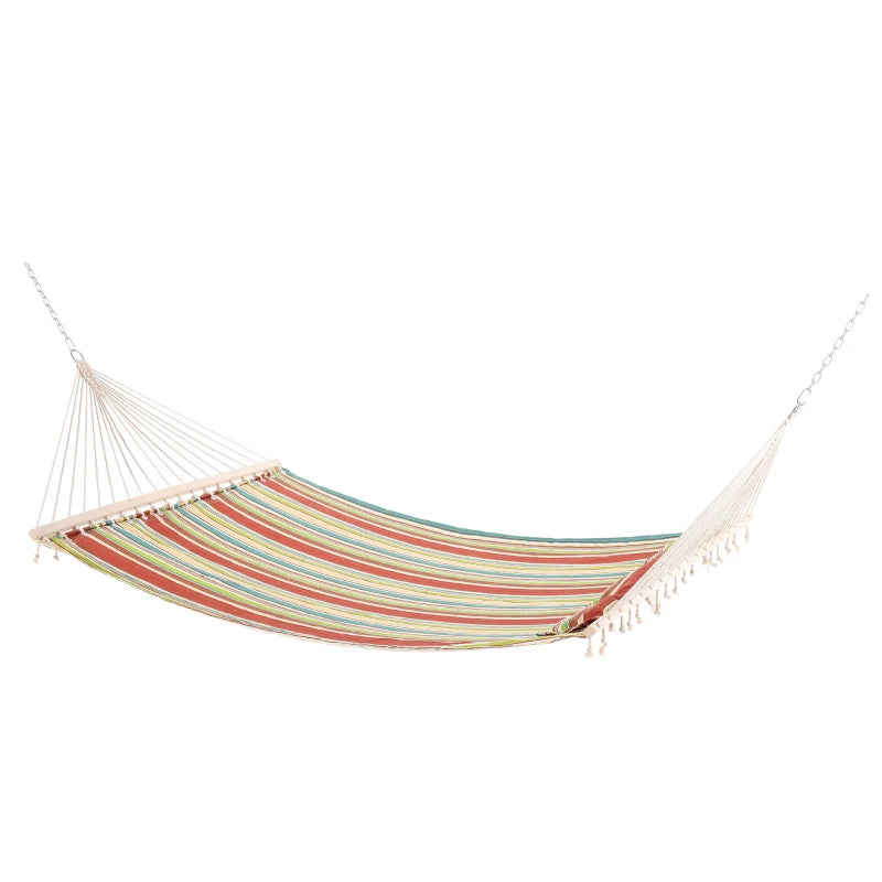 Outsunny Portable Cotton Double Hammock Bed with Pillow - Green