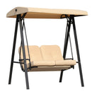 Outsunny 2 Seater Garden Outdoor Swing Chair Lounger Hammock Bench w/ Steel Frame Cushions Adjustable Tilting Canopy Patio Beige