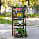 Outsunny 4-Tier Wooden Plant Shelf Foldable Flower Pots Holder Stand