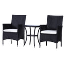 Outsunny-3 Piece Rattan Bistro Set - Black
