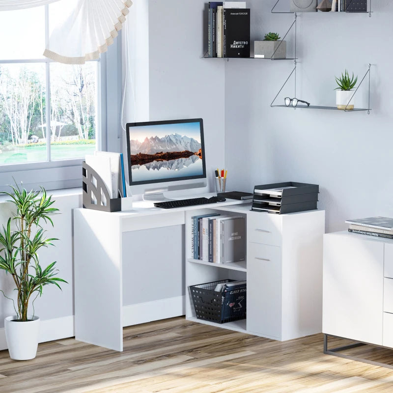 HOMCOM L Shaped Desk Computer Corner Desk Dining Table with Storage S