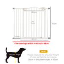 PawHut 74-94cm Adjustable Metal Pet Gate Safety Barrier w/ Auto-Close White