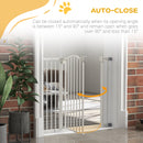 PawHut 74-94cm Adjustable Metal Pet Gate Safety Barrier w/ Auto-Close White