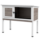Pawhut Large Elevated Indoor Outdoor Wooden Rabbit Hutch w/ Asphalt Roof, Tray