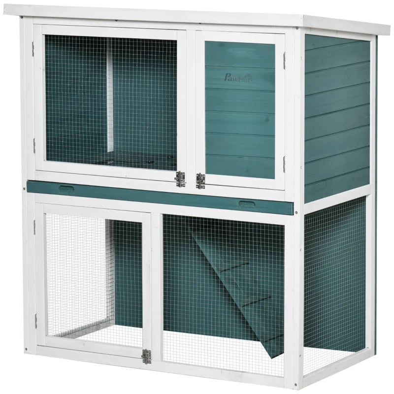 Pawhut Rabbit Hutch Green