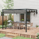 Outsunny 3 x 4m Wall Mounted Pergola with Retractable Sun Shade Canopy
