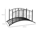 Outsunny 1.2M Classic Scrollwork Arch Bridge for Pond Creek Stream Border, Black