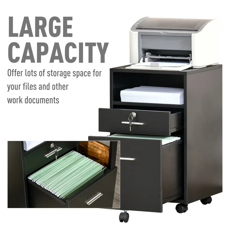 Vinsetto Filing Cabinet with 2 Drawers 40x40x60cm Black