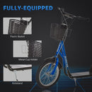 HOMCOM Childrens Scooter With Backet & Brakes - Blue