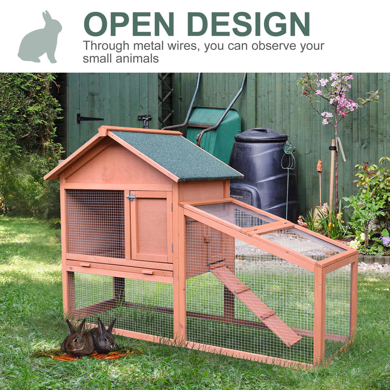 Pawhut Gold Red Wooden Rabbit Hutch