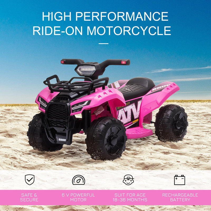 HOMCOM Kids Ride On Car Four Wheeler Quad Bike 6v - Pink
