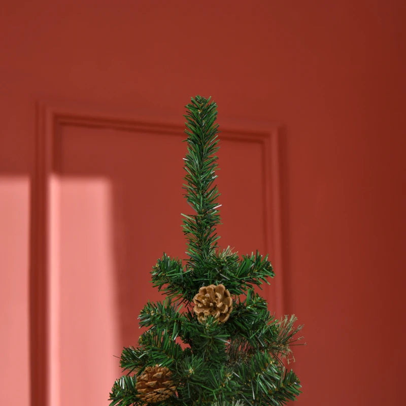 HOMCOM Christmas Tree Pencil 6.5' with 27 Pine Cone