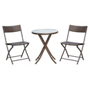 Outsunny 3PC Rattan Bistro Set Folding Rattan Chair Coffee Table Garden Outdoor