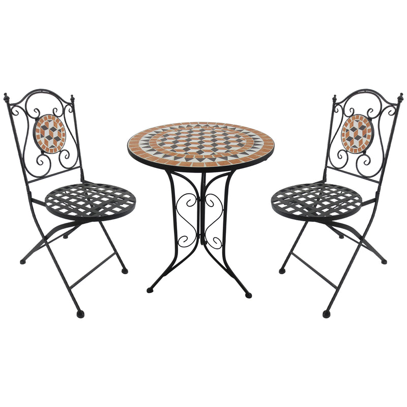 Outsunny 3 Pcs Mosaic Bistro Table Chair Set Patio Garden Dining Furniture