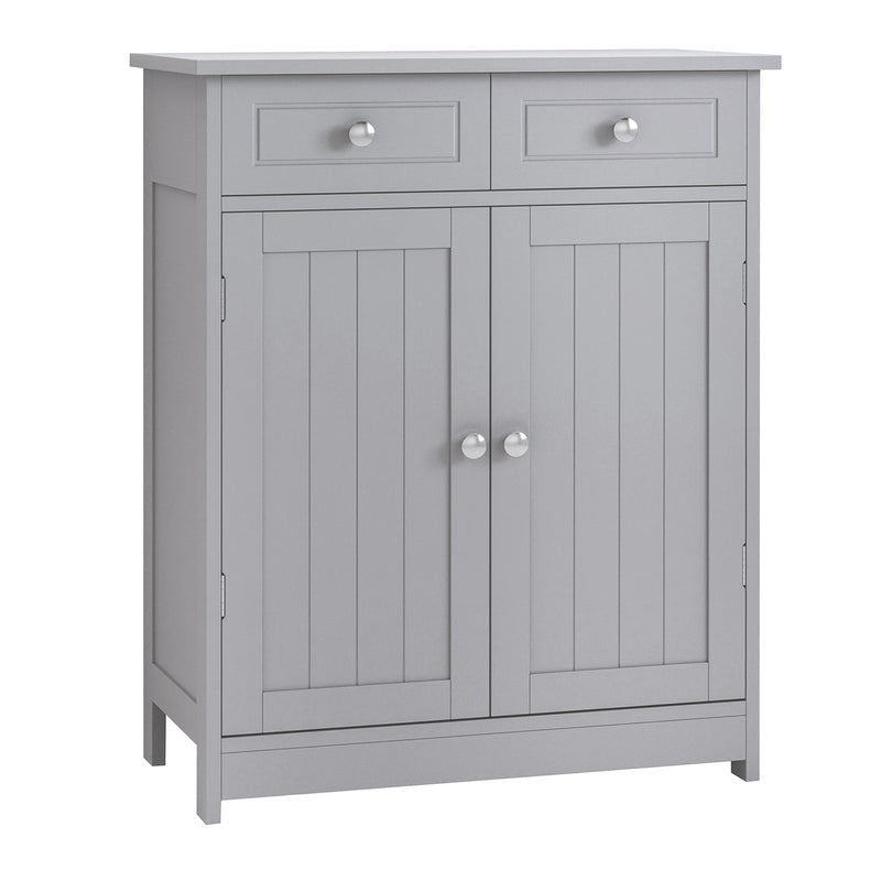 kleankin Bathroom Floor Storage Cabinet w/ 2 Drawers Door Cupboard Grey