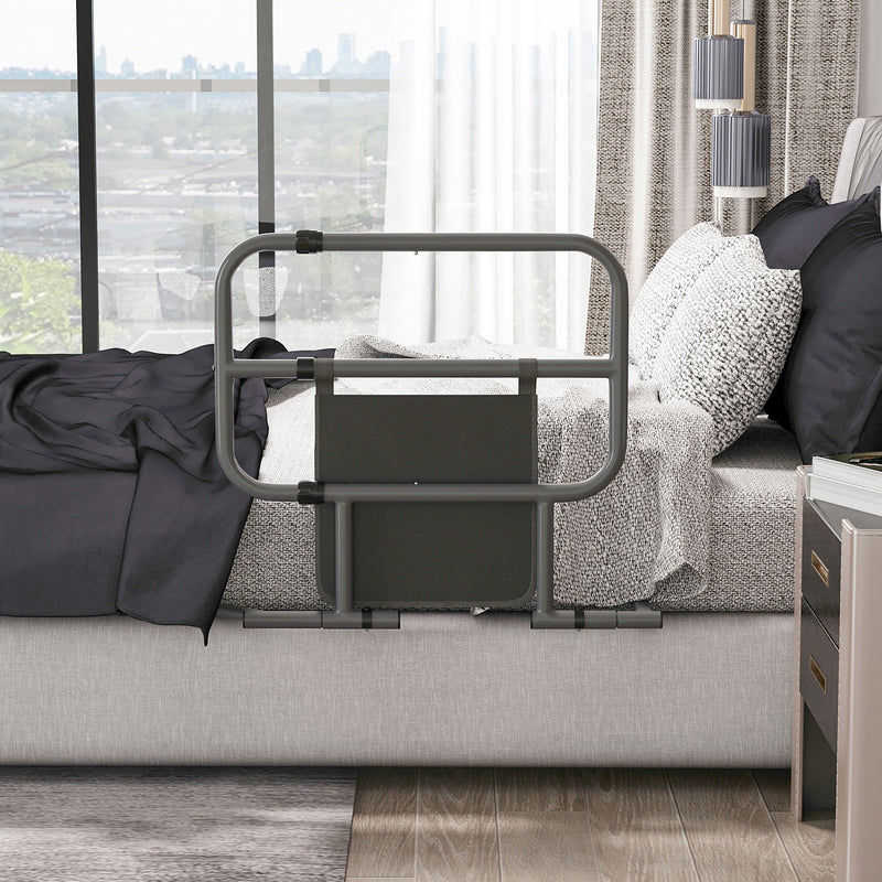 HOMCOM Folding Bed Rail for Elderly Safety Bed Assist Bar w/ Pocket for Adults