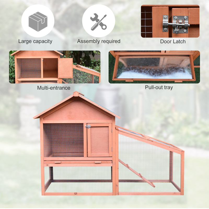 Pawhut Gold Red Wooden Rabbit Hutch