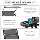 Outsunny Garden Rocking Chair Folding Recliner Outdoor Adjustable Sun Lounger Rocker Zero-Gravity Seat with Headrest Side Holder Patio Deck - Grey