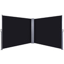Outsunny Retractable Double Side Awning Screen Fence Privacy Black, 6x1.6m