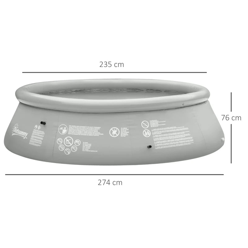 Outsunny Swimming Paddling Pool Round 274cm x 76cm - Grey