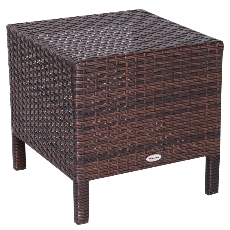 Outsunny Rattan Side Table Set- Brown