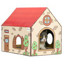 PawHut Cardboard Cat House, Recyclable Corrugate Scratcher for Indoor Cats