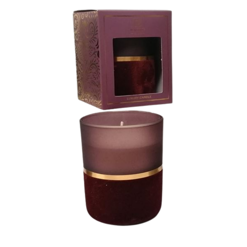 Aubergine Frosted Candle With Velvet Wrap Scented Velvet Orchid