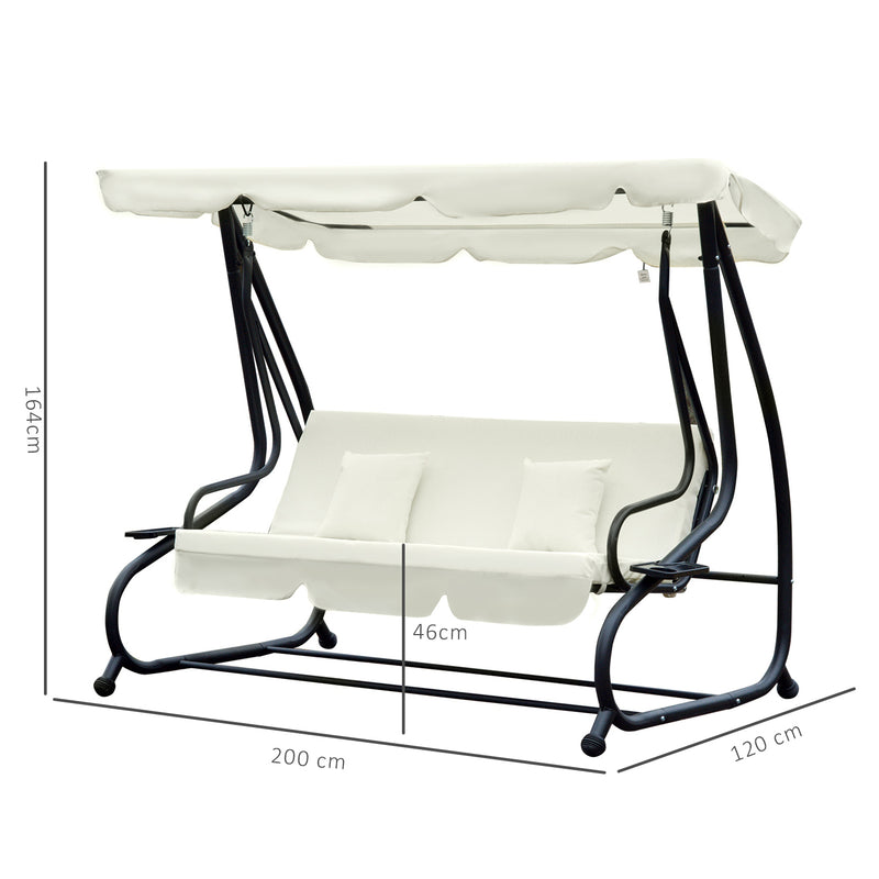 Outsunny 3 Seater Swing Bench - White