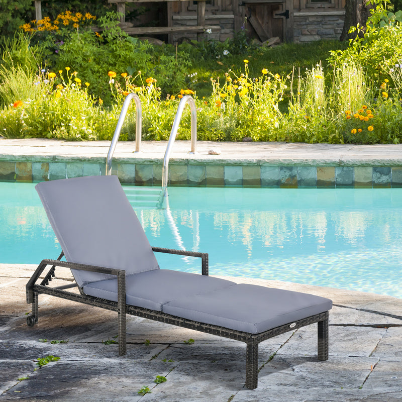 Outsunny Rattan Single Lounge - Grey