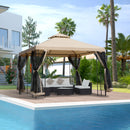 Outsunny 3x3(m) Outdoor Gazebo Patio Pavilion Canopy Tent w/ Netting & Shelf