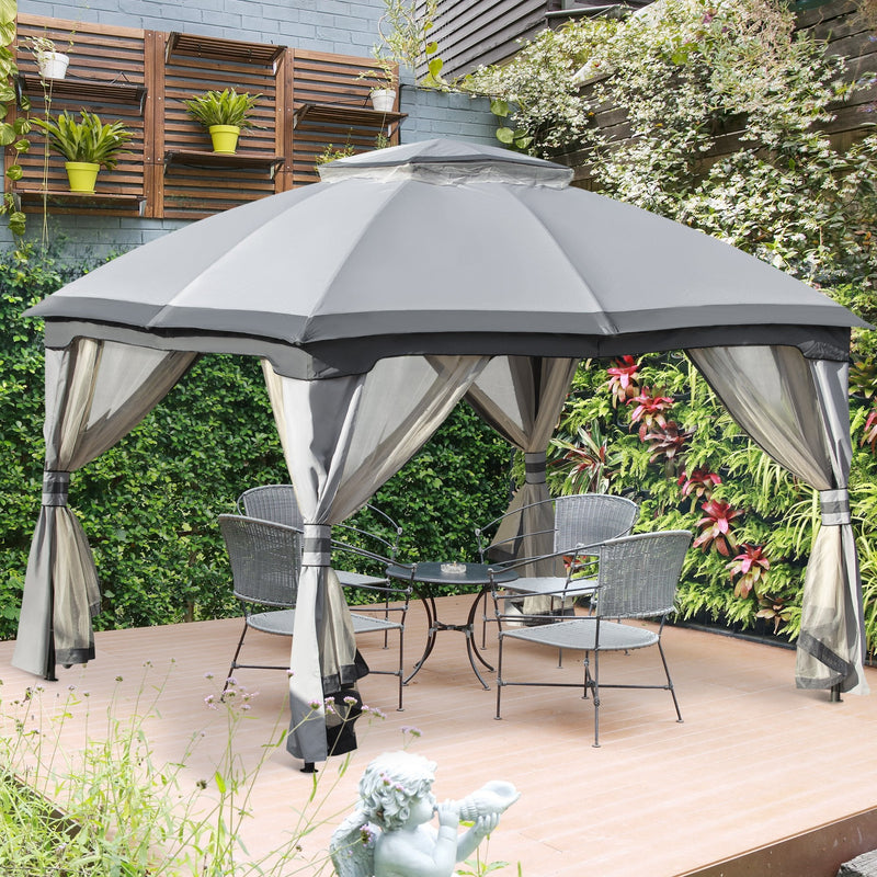 Outsunny 3.7 x 3(m) Metal Gazebo Grey