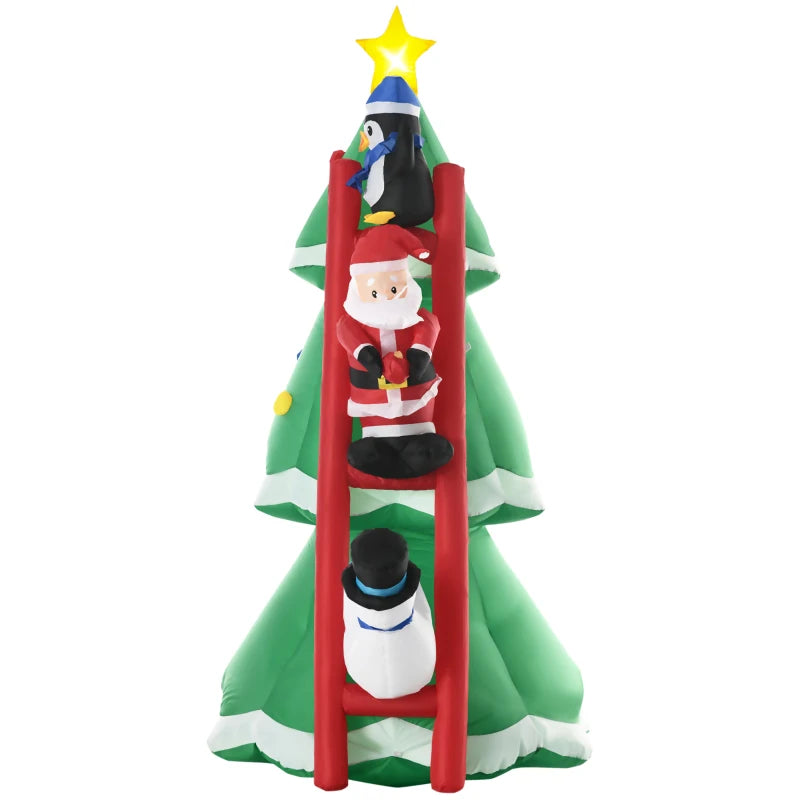 HOMCOM Christmas Inflatable Christmas Tree with Ladder 8'