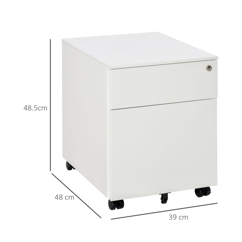 Vinsetto Filing Cabinet with 2 Drawers 39x48x48cm White