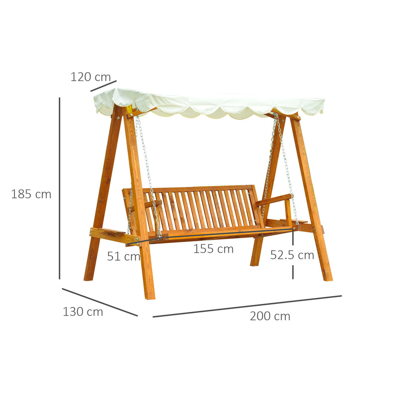 Outsunny 3 Seater Canopy Swing Bench - Cream white