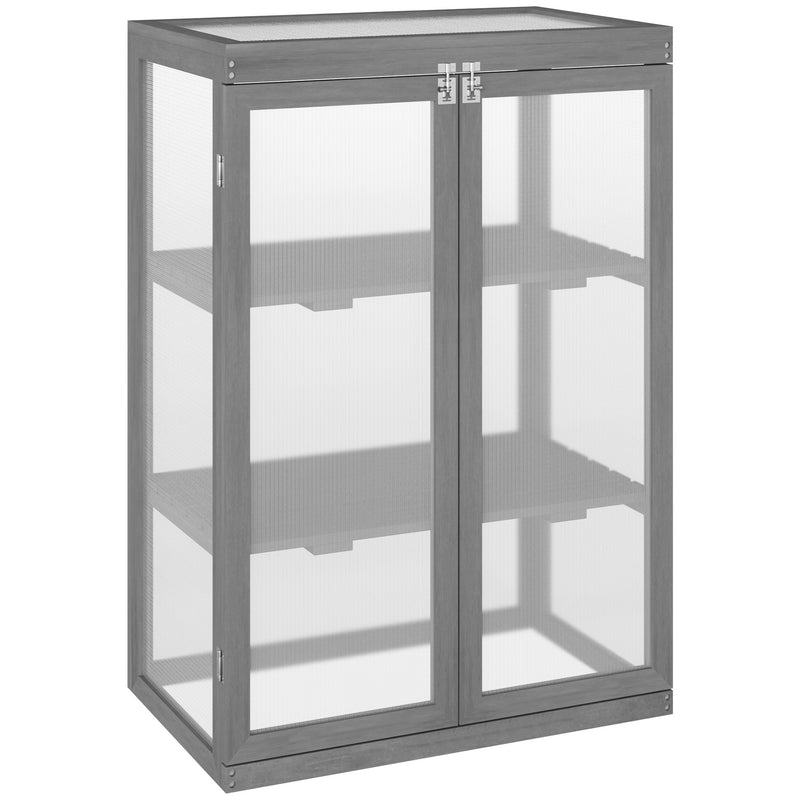 Outsunny 2 Shelves Wooden Cold Frame Grow House Greenhouse Outdoor Plant Storage