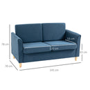 HOMCOM Double Seat Sofa Linen Upholstery Loveseat Couch w/ Armrests, Blue