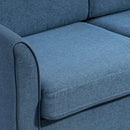 HOMCOM Double Seat Sofa Linen Upholstery Loveseat Couch w/ Armrests, Blue