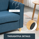 HOMCOM Double Seat Sofa Linen Upholstery Loveseat Couch w/ Armrests, Blue