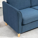 HOMCOM Double Seat Sofa Linen Upholstery Loveseat Couch w/ Armrests, Blue
