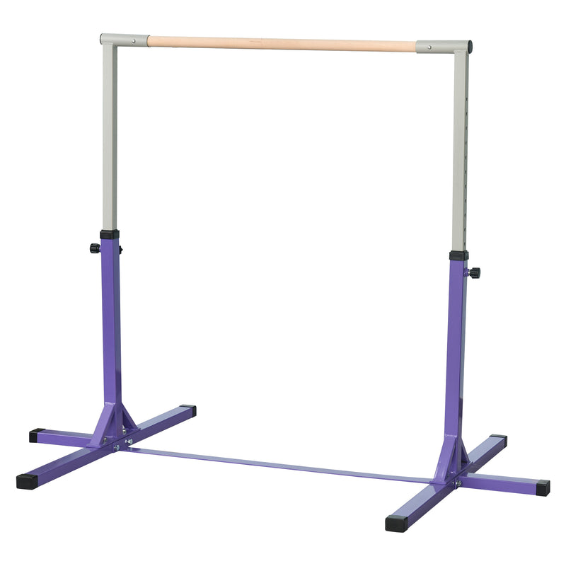 HOMCOM Adjustable Kids Gymnastics Bar Horizontal Training Steel Frame Purple