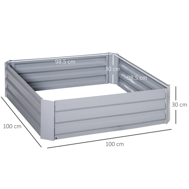 Outsunny Set of 2 Raised Garden Bed Galvanized Steel Planter