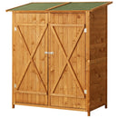 Outdoor Garden Shed with Double Door Brown - 160cm x 139cm x 75cm