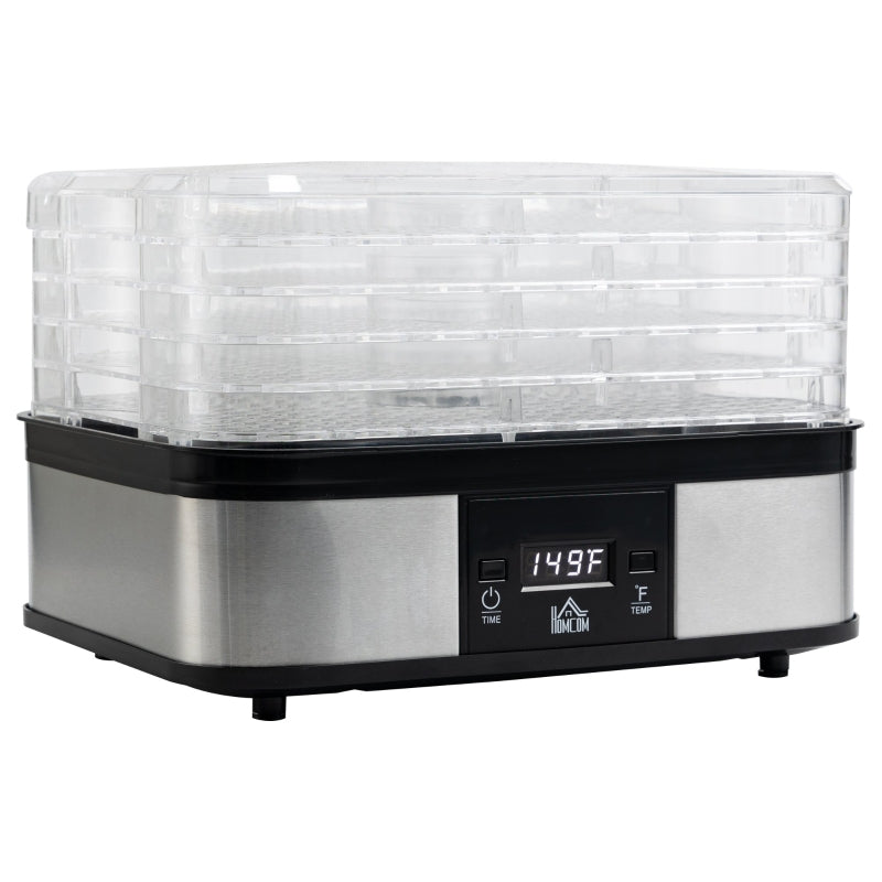 HOMCOM Food Dehydrator 5 Tier 245W - Stainless Steel