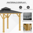 Outsunny 3x(3)M Outdoor Hardtop Gazebo Canopy with 2-Tier Roof and Solid Wood Frame Outdoor Patio Shelter for Patio, Garden, Grey