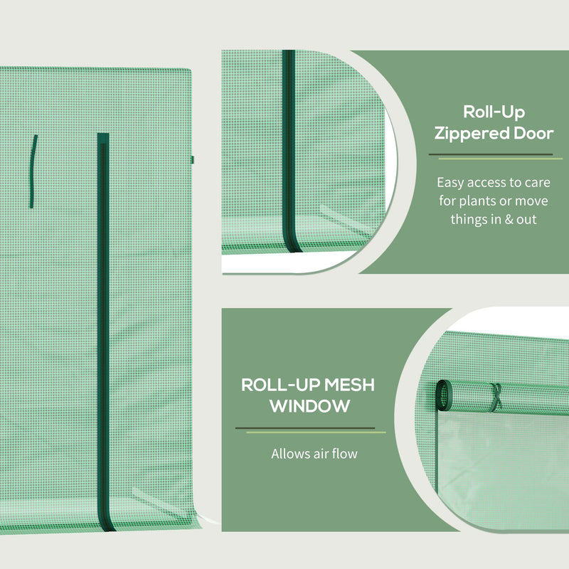Outsunny Outdoor Greenhouse Poly Tunnel Plants Reinforced Top Cover 1.98 X 0.77 X 1.49 M