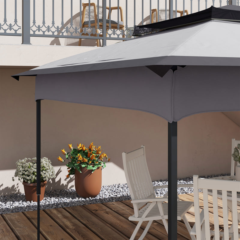 Outsunny 3.25mx3.25m 2-Tier Gazebo Cover Replacement, 30+ UV Protection, Grey